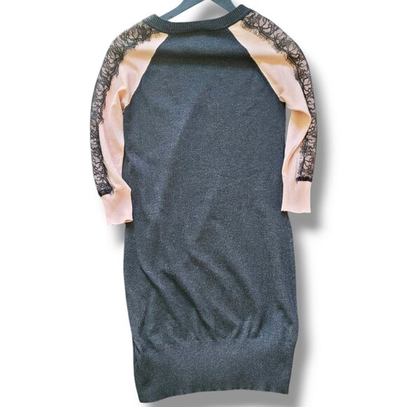 Colorblock Sweater Dress w Lace, Sz S-M - Picture 3 of 10